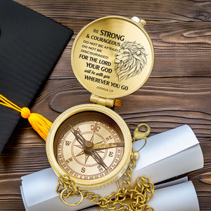 Personalized Engraved Compass - Family - To My Son Daughter Grandson Granddaughter - Your God Will Be With You - Gpb16076