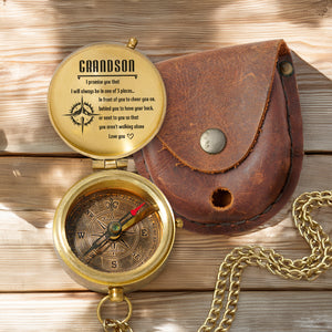 Personalized Engraved Compass - Family - To My Grandson - I Will Always Behind You To Have Your Back - Gpb22018
