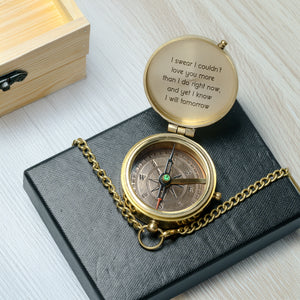 Personalized Engraved Bronze Compass - Handmade 7 years Anniversary Gift for Couples | Custom Name, Date - Gpb26266