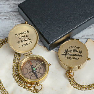 Personalized Engraved Compass - Family - For Couple - It Started With A Message - Gpb26244