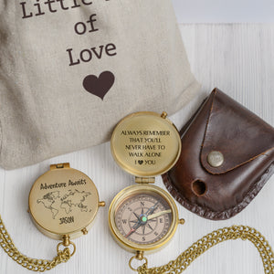 Personalized Engraved Compass - Family - To My Son - You'll Never Have To Walk Alone - Gpb16093
