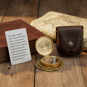 Personalized Engraved Bronze Compass - Handmade 10 years Anniversary Gift for Couples | Custom Name, Date - Gpb26253