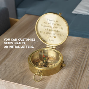 Personalized Engraved Bronze Compass - Handmade 7 years Anniversary Gift for Man | Custom Name, Date - Gpb26267