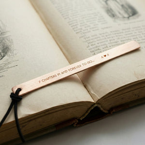 Personalized 7th Anniversary Copper Bookmark | Hand-Stamped "7 Chapters In And Forever To Go" | Gdk26004