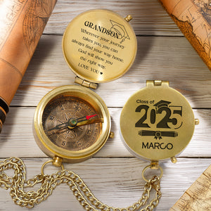 Personalized Engraved Compass - Family - To My Grandson - God Will Show You The Right Way - Gpb22019