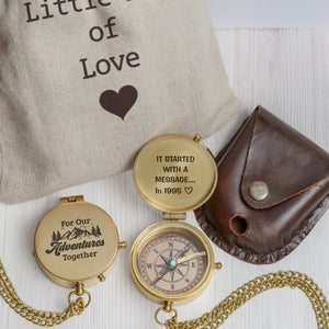 Personalized Engraved Compass - Family - For Couple - It Started With A Message - Gpb26244