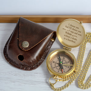 Personalized Engraved Bronze Compass - Handmade 10 years Anniversary Gift for Couples | Custom Name, Date - Gpb26253