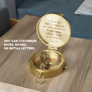 Personalized Engraved Bronze Compass - Handmade 10 years Anniversary Gift for Couples | Custom Name, Date - Gpb26253