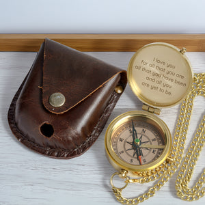 Personalized Engraved Bronze Compass - Handmade 7 years Anniversary Gift for Couples | Custom Name, Date - Gpb26268