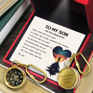 Personalized Brass Compass Keychain - Family - To My Son - From Dad - You're One Step Closer To A Bright New Future - Gkqj16001