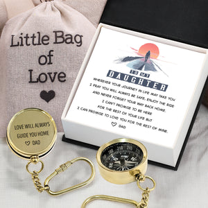 Personalized Brass Compass Keychain - Family - To My Daughter - From Dad - I Pray You Will Always Be Safe - Gkqj17001