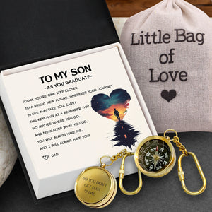 Personalized Brass Compass Keychain - Family - To My Son - From Dad - You're One Step Closer To A Bright New Future - Gkqj16001