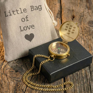 Personalized Engraved Bronze Compass - Handmade 50 years Anniversary Gift for Grandpa & Grandma | Custom Name, Date - Gpb20011