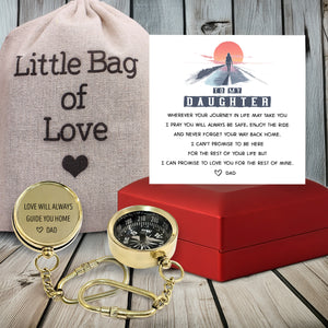 Personalized Brass Compass Keychain - Family - To My Daughter - From Dad - I Pray You Will Always Be Safe - Gkqj17001