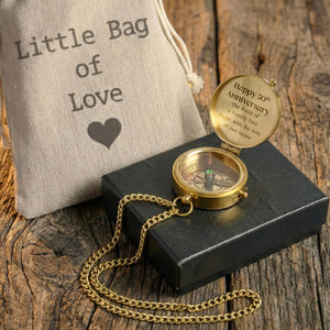 Personalized Engraved Bronze Compass - Handmade 50 years Anniversary Gift for Grandpa & Grandma | Custom Name, Date - Gpb20008