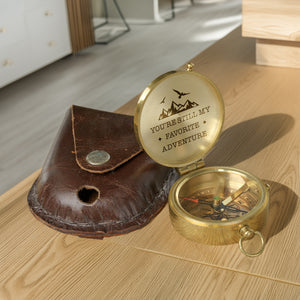 Personalized Engraved Bronze Compass - Handmade 10 years Anniversary Gift for Couples | Custom Name, Date - Gpb26256