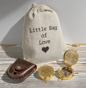 Personalized Engraved Bronze Compass - Handmade 10 years Anniversary Gift for Couples | Custom Name, Date - Gpb26260