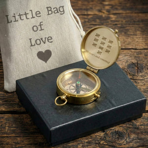 Personalized Engraved Bronze Compass - Handmade 50 years Anniversary Gift for Grandpa & Grandma | Custom Name, Date - Gpb20011