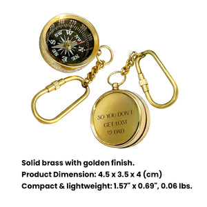Personalized Brass Compass Keychain - Family - To My Son - From Dad - So You Don't Get Lost - Gkqj16003
