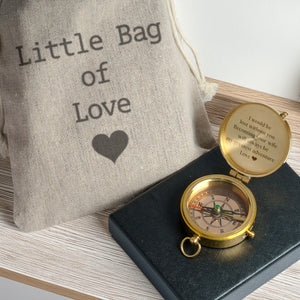 Personalized Engraved Bronze Compass - Handmade 7 years Anniversary Gift for Man | Custom Name, Date - Gpb26267