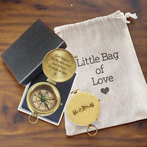 Personalized Engraved Bronze Compass - Handmade 1 year Anniversary Gift for Couples | Custom Name, Date - Gpb26272