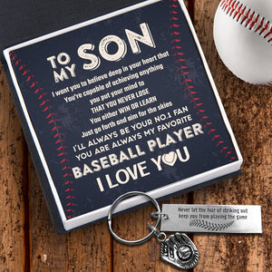 Baseball Glove Keychain - Baseball - To My Son - Just Go Forth And Aim For The Skies - Gkax16015