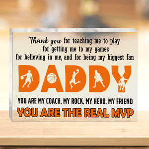 Crystal Plaque - Basketball - To My Dad - You Are My Coach, My Rock, My Hero, My Friend - Gznf18003