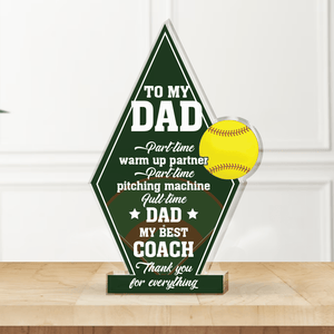 Crystal Plaque - Softball - To My Dad - Thank You For Everything - Gznf18017