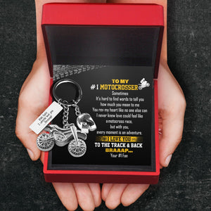 Dirt Bike Helmet Keychain - Biker - To My #1 Motocrosser - I Love You To The Track & Back - Gkey26001