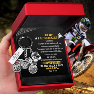 Dirt Bike Helmet Keychain - Biker - To My #1 Motocrosser - I Love You To The Track & Back - Gkey26001