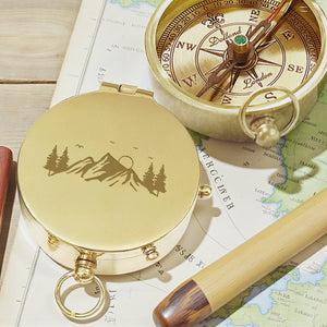 Personalized Engraved Bronze Compass - Handmade 1 year Anniversary Gift for Couples | Custom Name, Date - Gpb26273