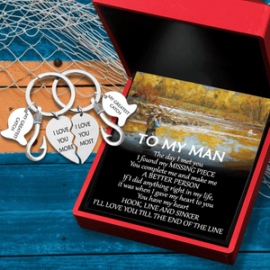 Fishing Heart Puzzle Keychains - Fishing - To My Man - I'll Love You Till The End Of The Life - Gkbn26004