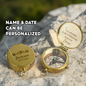 Personalized Compass Gift Anniversary Gift For Outdoorsy Man - You're Never Alone - Gpb14027