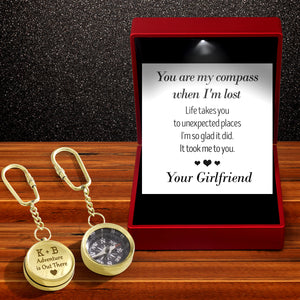 Personalized Brass Compass Keychain - Family - To My Boyfriend - You Are My Compass When I'm Lost - Gkqj12002