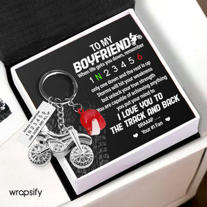 Dirt Bike Helmet Keychain - Biker - To My Boyfriend - I Love You To The Track & Back - Gkey12007