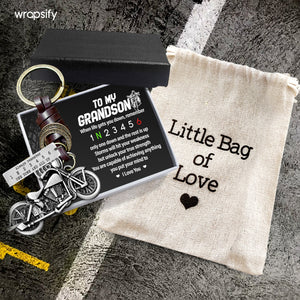 Motorcycle Keychain - Biker - To My Grandson - Unlock Your True Strength - Gkx22005