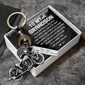 Motorcycle Keychain - Biker - To My Grandson - I Will Always Love You - Gkx22002