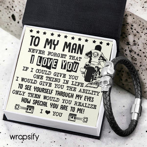 Skull Cuff Bracelet - Biker - To My Man - How Special You Are To Me - Gbbh26031