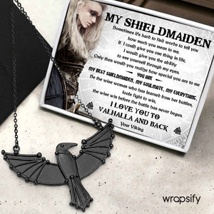 Dark Raven Necklace - Viking - My Shield Maiden - I Love You To Valhalla And Back - Gncm13013