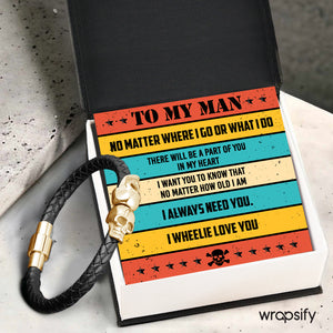 Skull Cuff Bracelet - Biker - To My Man - I Wheelie Love You - Gbbh26034