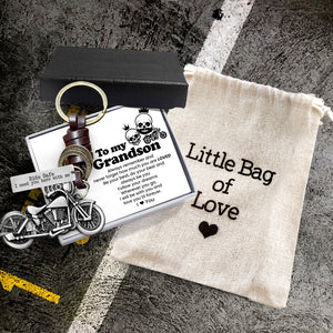 Motorcycle Keychain - Biker - To My Grandson - Ride Safe I Need You Here With Me - Gkx22003