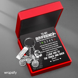 Dirt Bike Helmet Keychain - Biker - To My Boyfriend - I Love You To The Track & Back - Gkey12007