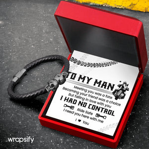 Skull Cuff Bracelet - Biker - To My Man - Falling In Love With You I Had No Control - Gbbh26032