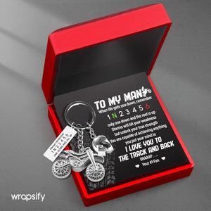 Dirt Bike Helmet Keychain - Biker - To My Man - I Love You To The Track & Back - Gkey26002