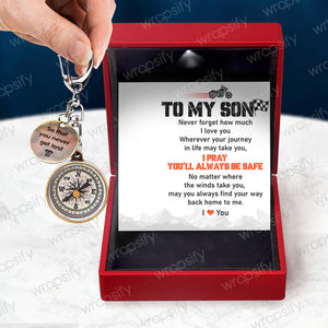 Mini Compass Keychain - Biker - To My Son - Never Forget How Much I Love You - Gkez16002