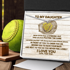 New Softball Heart Necklace - Softball - To My Daughter - I Love You - Gnep17031