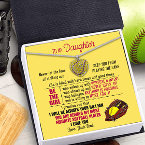 New Softball Heart Necklace - Softball - To My Daughter - Life Is Filled With Hard Times & Good Times - Gnep17029