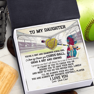 New Softball Heart Necklace - Softball - To My Daughter - You Are A Dirt And Diamonds Kinda Girl - Gnep17032