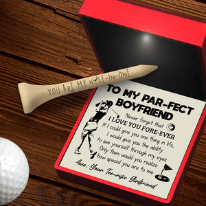 Wooden Golf Tee - Golf - To My Par-fect Boyfriend - I Love You Fore-ever - Gah12002