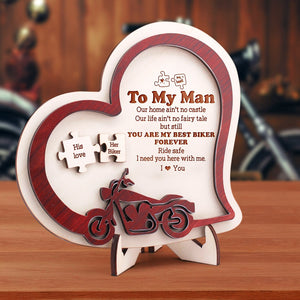 Wooden Motorcycle Heart Sign - Biker - To My Man - You Are My Best Biker Forever - Gan26005
